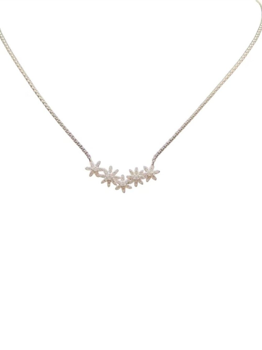 David Yurman Starburst Pave Crystal Curved Bar Pendant Necklace